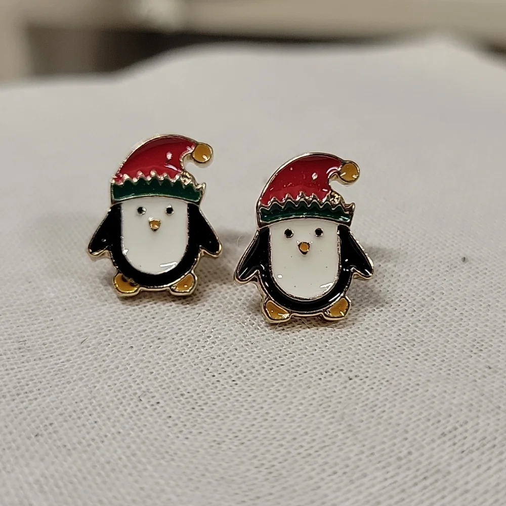 Holiday Penguin Stud Earrings - Picture 4 of 6